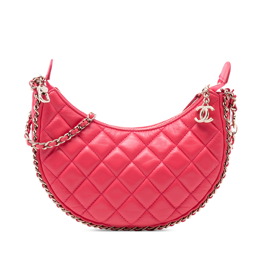 Pre-Loved Chanel Small Quilted Lambskin Chain Around Hook Hobo Bag